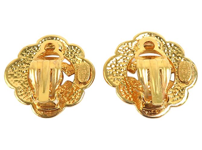 Chanel CC vergoldete Logo-Blumen-Clip-Ohrringe Golden - Ansicht 2