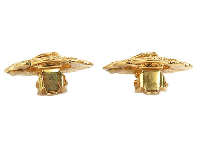 Chanel CC vergoldete Logo-Blumen-Clip-Ohrringe Golden - Ansicht 3