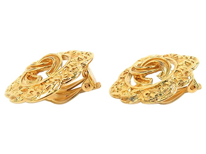 Chanel CC vergoldete Logo-Blumen-Clip-Ohrringe Golden - Ansicht 4