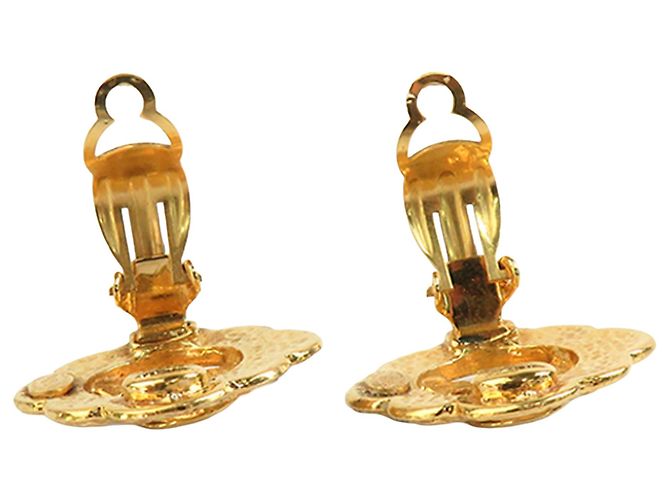 Chanel CC vergoldete Logo-Blumen-Clip-Ohrringe Golden - Ansicht 5