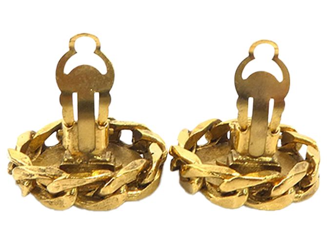 Chanel CC vergoldete runde Clip-On-Ohrringe mit Strass Golden - Ansicht 3