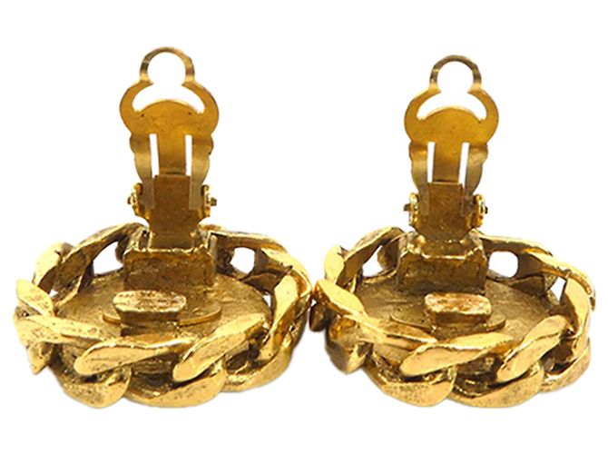 Chanel CC vergoldete runde Clip-On-Ohrringe mit Strass Golden - Ansicht 8