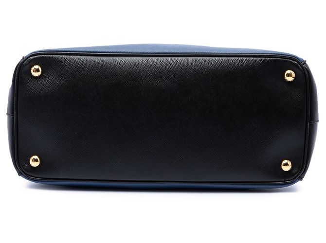 Prada Galleria Double Zip Satchel Medium Bicolor aus Saffiano Lux Blau - Ansicht 3