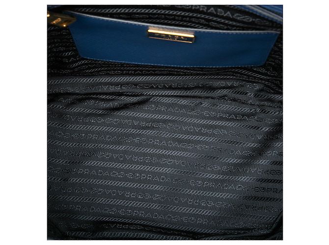 Prada Galleria Double Zip Satchel Medium Bicolor aus Saffiano Lux Blau - Ansicht 4