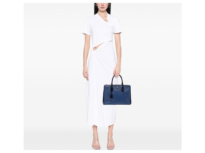 Prada Galleria Double Zip Satchel Medium Bicolor aus Saffiano Lux Blau - Ansicht 6