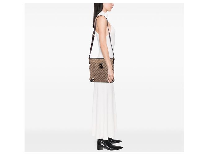 Borsa a tracolla Gucci GG Canvas Abbey D Ring Beige - vista 6