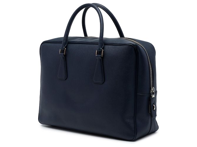 Sacoche de voyage Prada Saffiano bleue - Sac d'affaires - vue 2