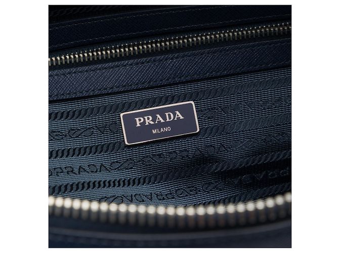 Sacoche de voyage Prada Saffiano bleue - Sac d'affaires - vue 5