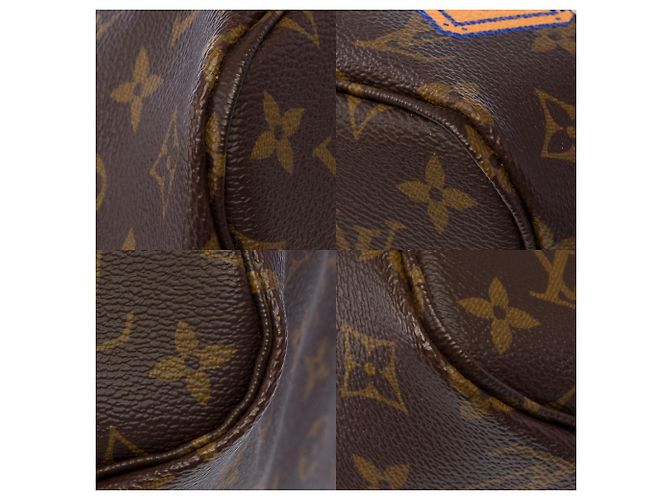 Borsa LOUIS VUITTON Neverfull in Tela Marrone - 104001 - vista 12