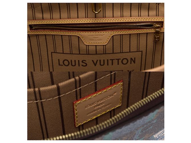 Borsa LOUIS VUITTON Neverfull in Tela Marrone - 104001 - vista 7