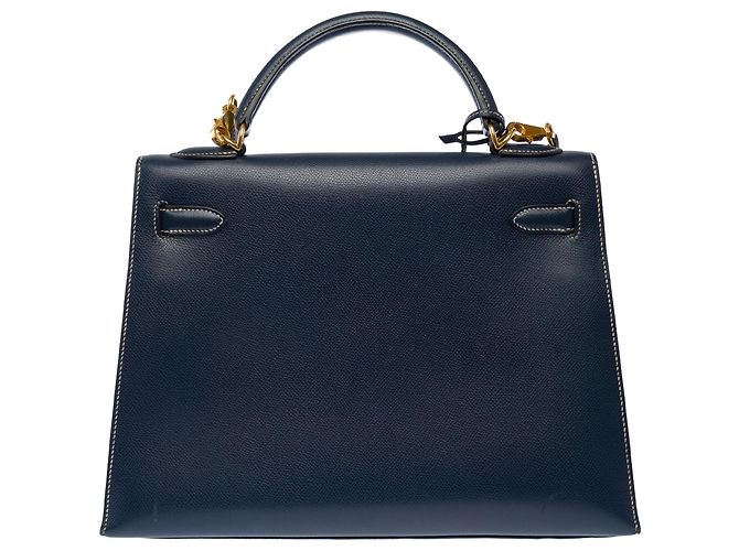 Hermès mala HERMES Kelly 32 em Couro Azul Marinho - 103998 - vista 4