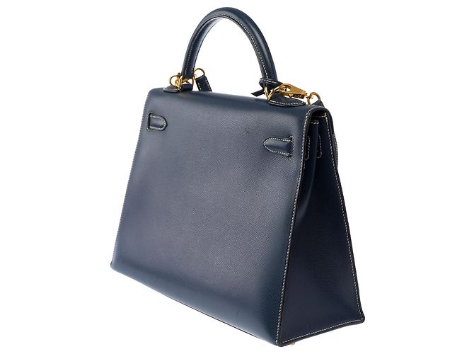 Hermès mala HERMES Kelly 32 em Couro Azul Marinho - 103998 - vista 6