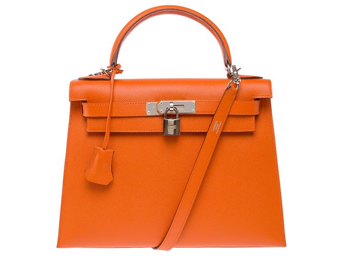 Hermès Bolsa HERMES Kelly 28 em Couro Laranja - 103994 - vista 3