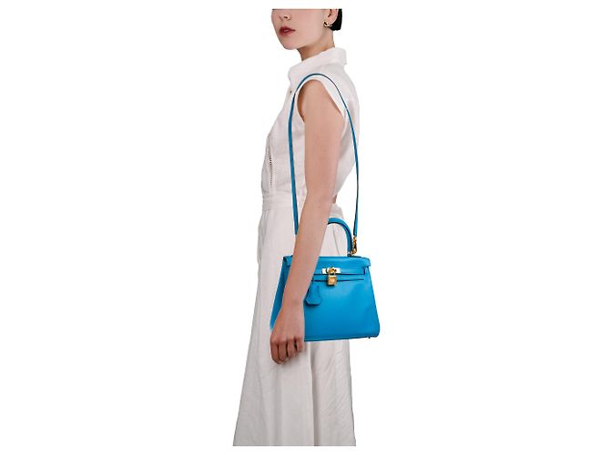 Hermès mala HERMES Kelly 25 em Couro Azul - 103990 - vista 13
