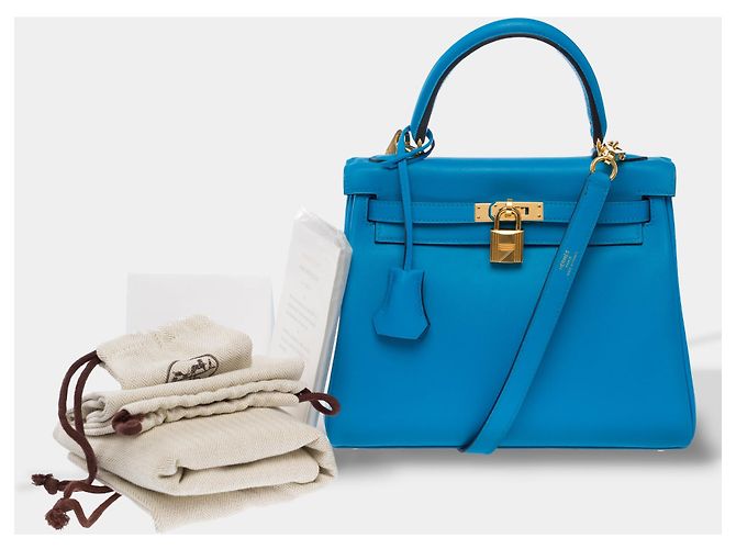 Hermès mala HERMES Kelly 25 em Couro Azul - 103990 - vista 2