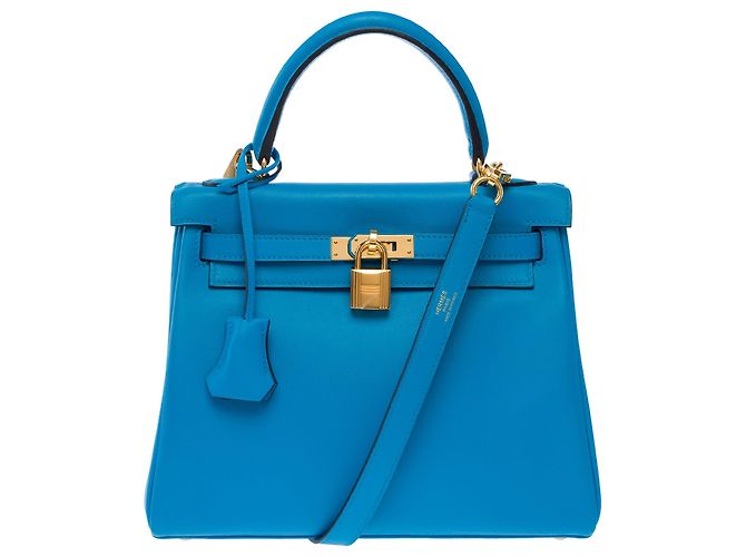 Hermès mala HERMES Kelly 25 em Couro Azul - 103990 - vista 3