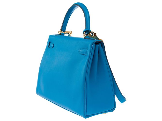 Hermès mala HERMES Kelly 25 em Couro Azul - 103990 - vista 6