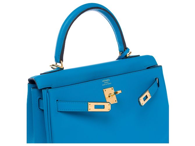 Hermès mala HERMES Kelly 25 em Couro Azul - 103990 - vista 7