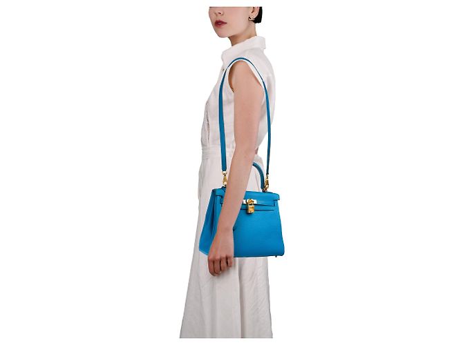 Hermès Borsa HERMES Kelly 25 in Pelle Blu - 103992 - vista 13
