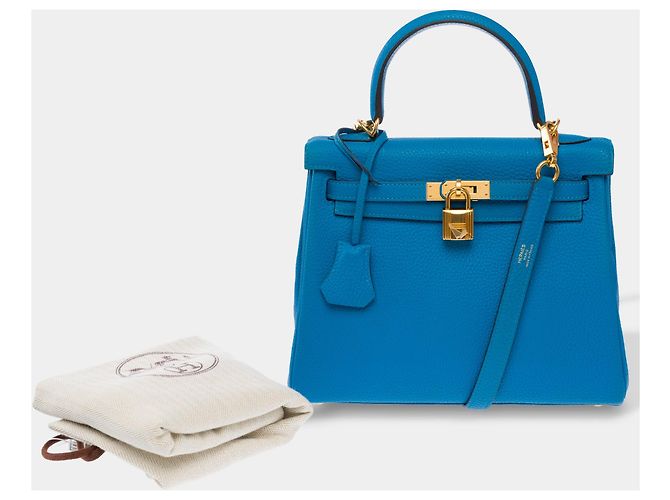 Hermès Borsa HERMES Kelly 25 in Pelle Blu - 103992 - vista 2