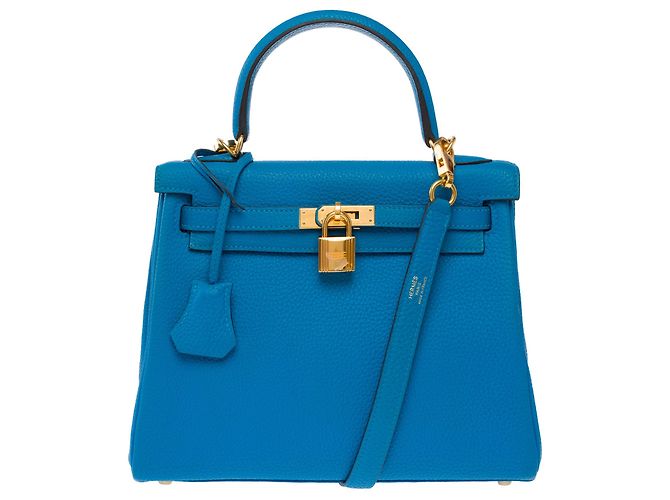 Hermès Borsa HERMES Kelly 25 in Pelle Blu - 103992 - vista 3