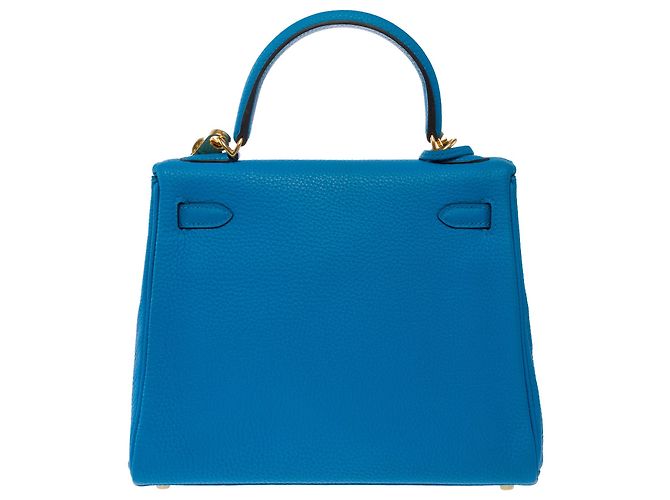 Hermès Borsa HERMES Kelly 25 in Pelle Blu - 103992 - vista 4