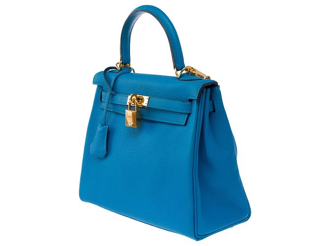 Hermès Borsa HERMES Kelly 25 in Pelle Blu - 103992 - vista 5