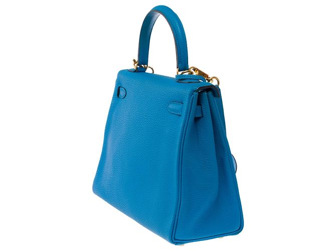 Hermès Borsa HERMES Kelly 25 in Pelle Blu - 103992 - vista 6