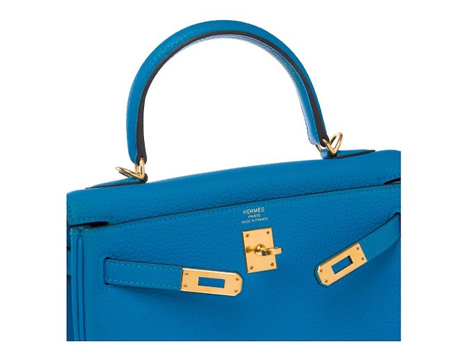 Hermès Borsa HERMES Kelly 25 in Pelle Blu - 103992 - vista 7