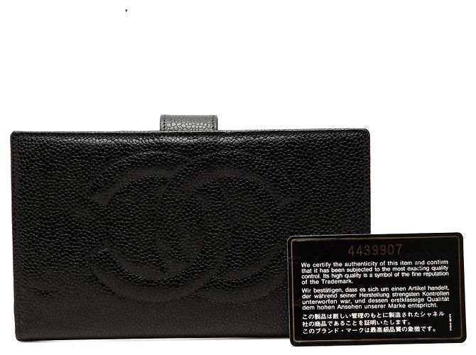 Portafoglio lungo Chanel CC Caviar nero - vista 8