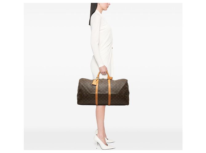 Sac de voyage Louis Vuitton Monogram Keepall 60 Marron - vue 8