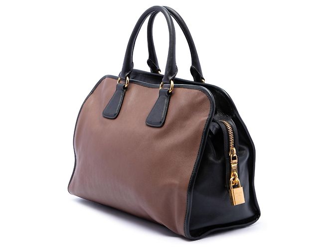 Sac à main Prada Bicolor Saffiano à poignée supérieure noir - vue 2