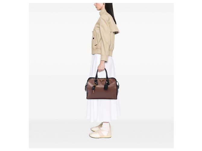 Sac à main Prada Bicolor Saffiano à poignée supérieure noir - vue 6