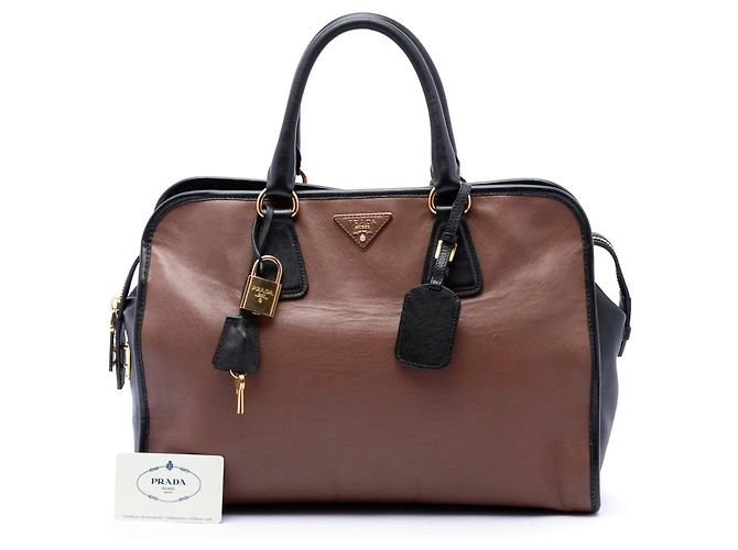 Sac à main Prada Bicolor Saffiano à poignée supérieure noir - vue 7