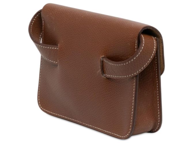 Pochette Hermès Courchevel castanha e mala de cintura verde Marrom - vista 2