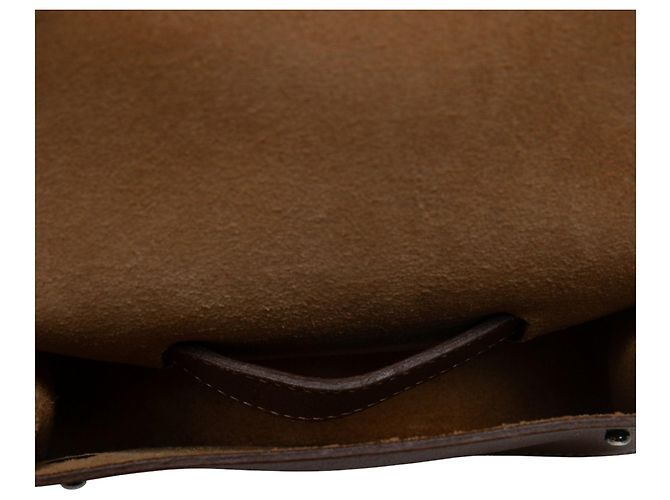 Pochette Hermès Courchevel castanha e mala de cintura verde Marrom - vista 4