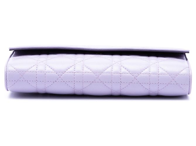 Borsa a tracolla Lady Dior Wallet On Chain in pelle d'agnello Cannage viola Dior Porpora - vista 3