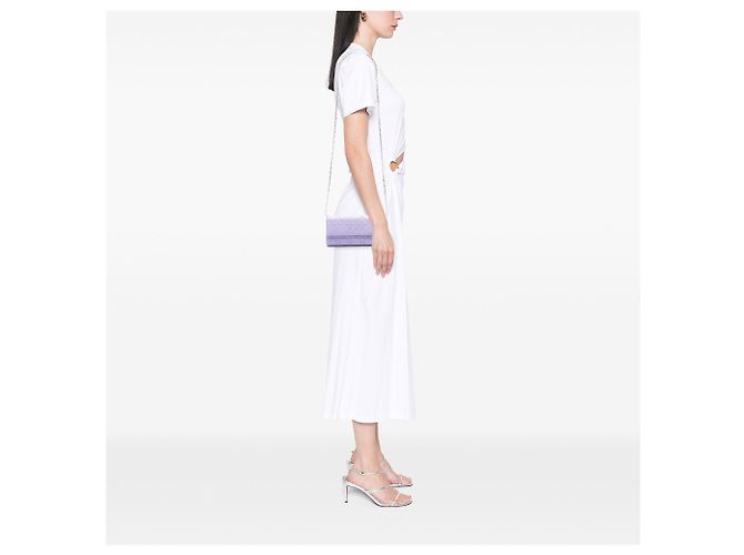 Borsa a tracolla Lady Dior Wallet On Chain in pelle d'agnello Cannage viola Dior Porpora - vista 6