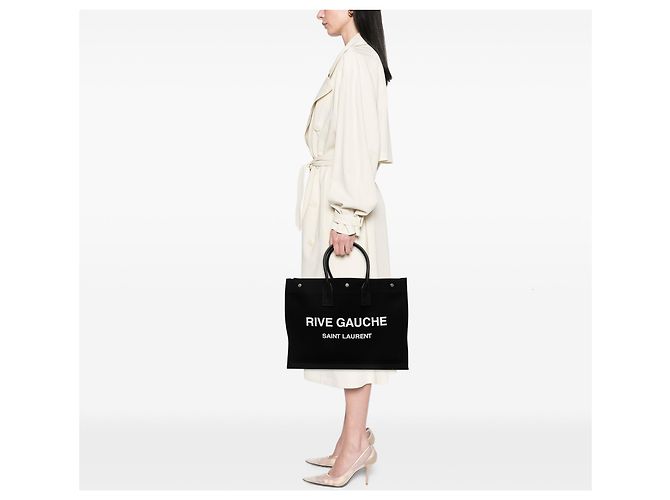 Autre Marque Black Saint Laurent Large Canvas Rive Gauche Tote - view 6