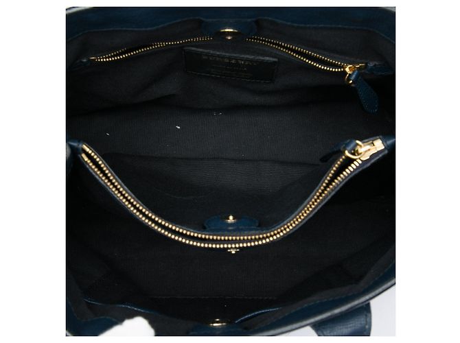 Bolsa Satchel Banner Burberry Medium em couro e House Check azul - vista 4