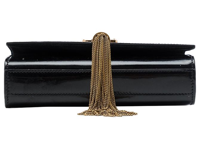 Autre Marque Borsa a tracolla Small Patent Monogram Kate Tassel Saint Laurent Nera Nero - vista 3
