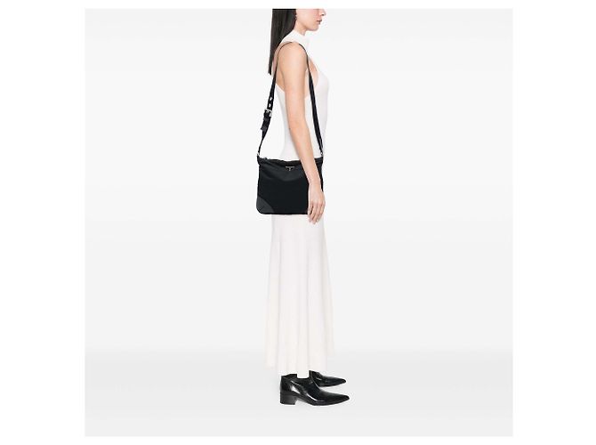 Prada Tessuto Crossbody mit Lederbesatz, Schwarz - Ansicht 6
