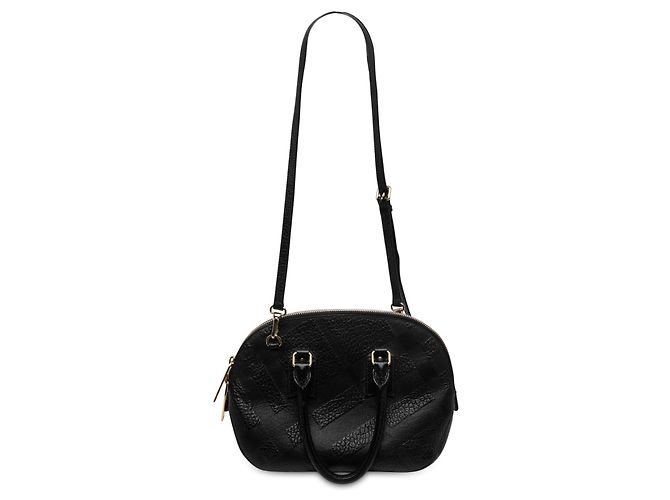 Borsa Bowling Satchel Orchard Burberry Small in pelle grana nera goffrata Check Nero - vista 2