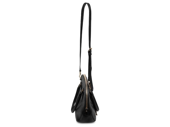 Borsa Bowling Satchel Orchard Burberry Small in pelle grana nera goffrata Check Nero - vista 6