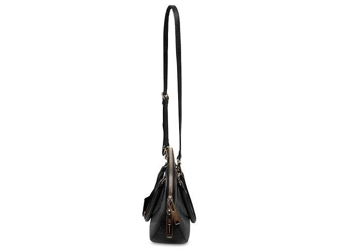Borsa Bowling Satchel Orchard Burberry Small in pelle grana nera goffrata Check Nero - vista 7