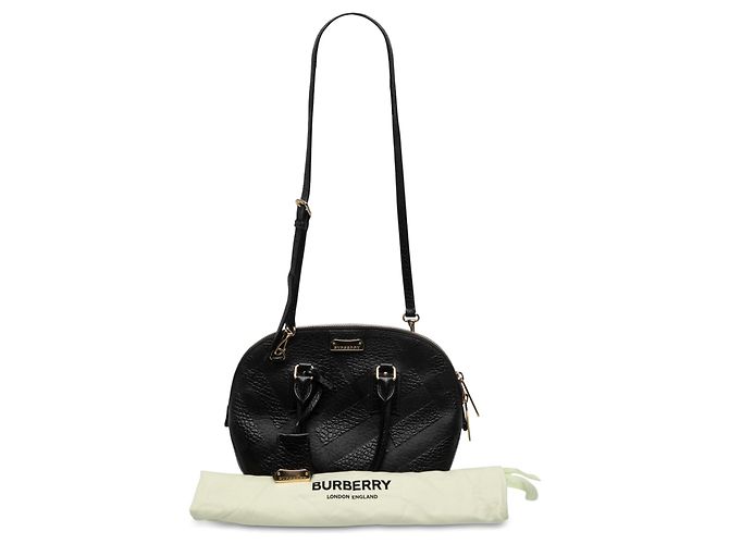 Borsa Bowling Satchel Orchard Burberry Small in pelle grana nera goffrata Check Nero - vista 9