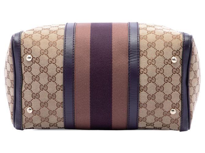 Sac Boston Satchel Gucci Medium GG Canvas Web Joy Beige - vue 3