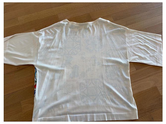 Dolce & Gabbana Maiolica Seidentop Weiß Blau Grün Orange Gelb - Ansicht 2
