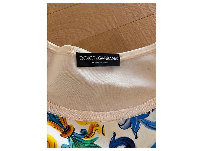 Dolce & Gabbana Maiolica Seidentop Weiß Blau Grün Orange Gelb - Ansicht 3