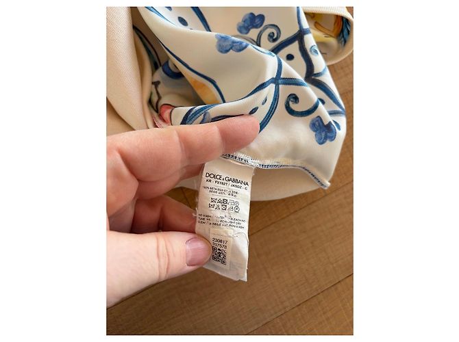 Dolce & Gabbana Maiolica Seidentop Weiß Blau Grün Orange Gelb - Ansicht 5